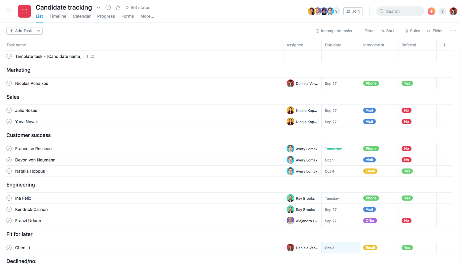 Candidate tracking Asana Help Center