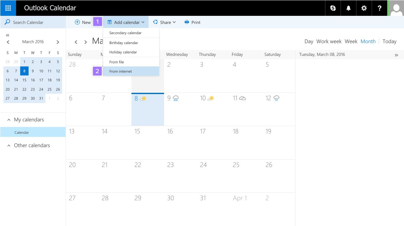 outlook calaner settings for mac calendar