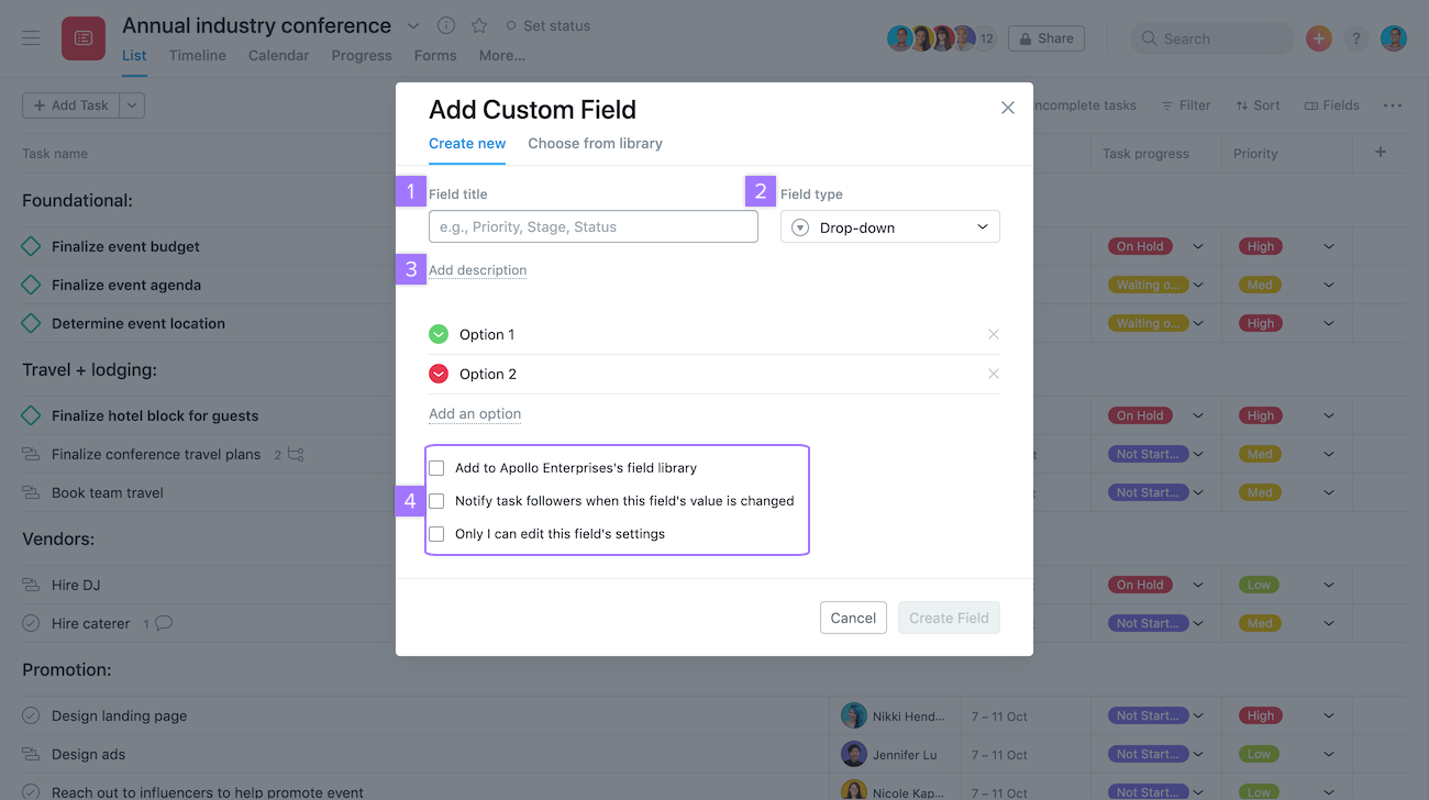 Asana multi-select custom field assistance - Questions & Answers