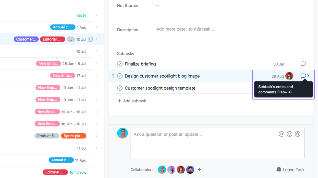 Help with Asana subtasks Product guide • Asana Product Guide