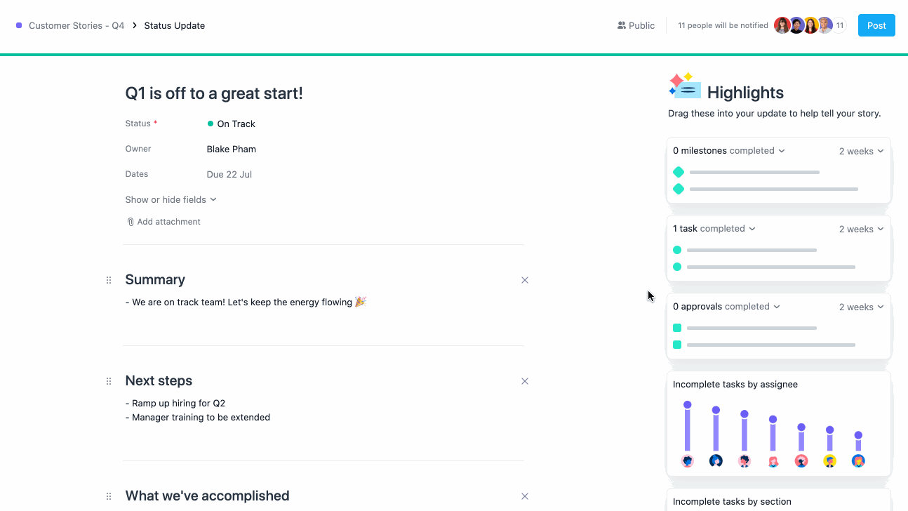 How To Track Progress On A Project In Asana Product Guide Asana Product Guide