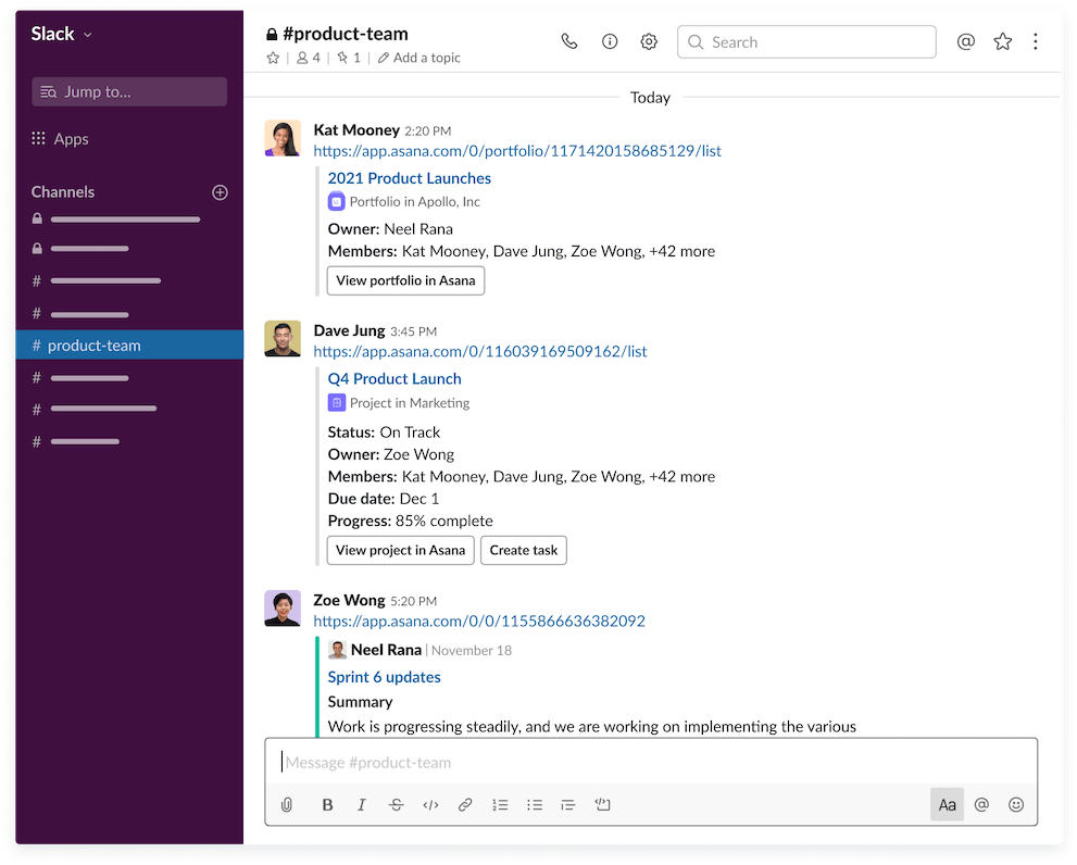 slack client api for mobile app