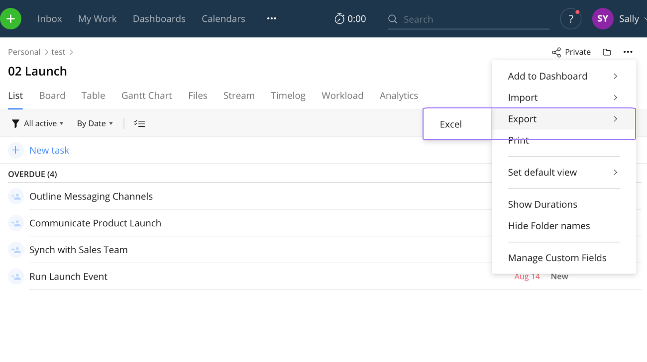 CLICKUP dashboards. Import task