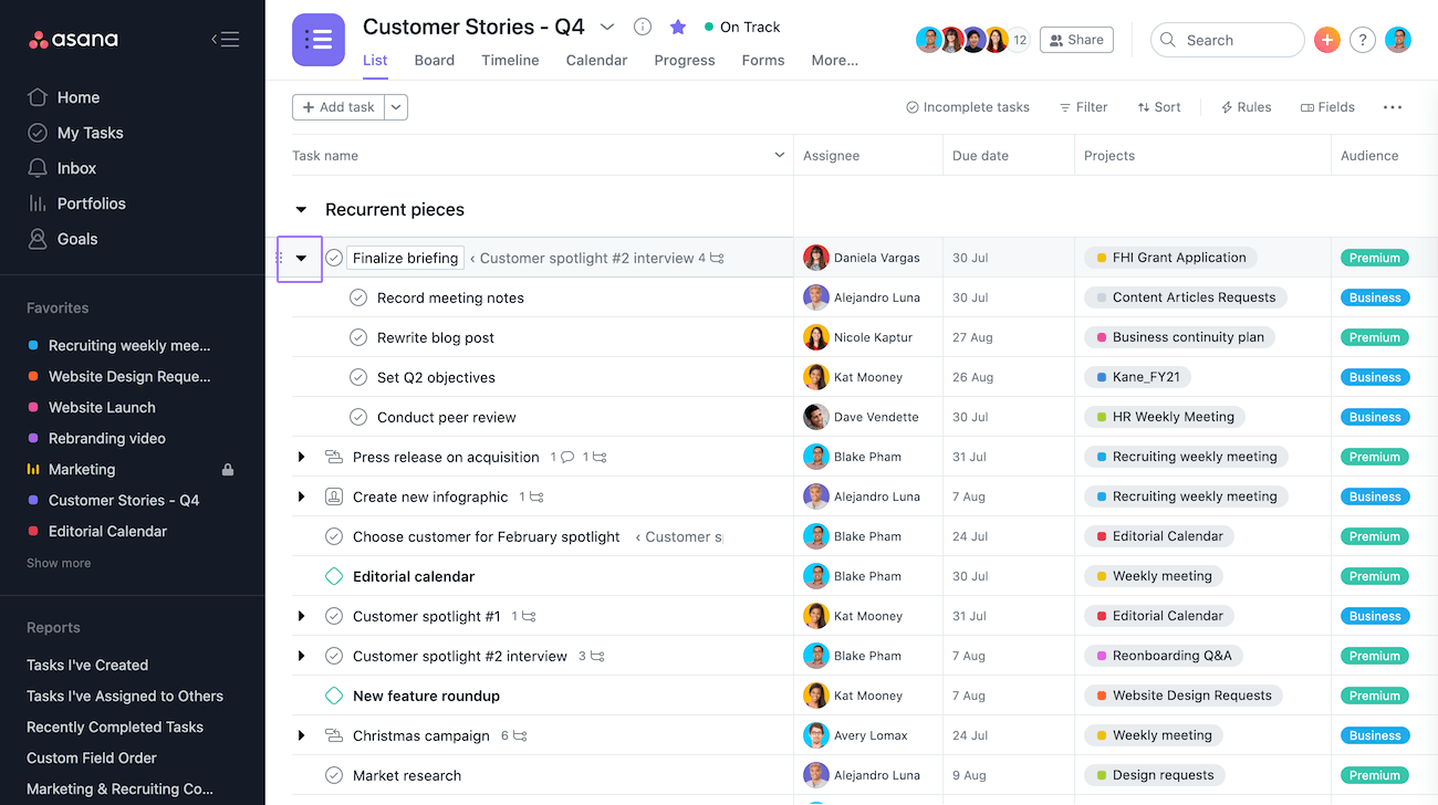 ms project subtasks