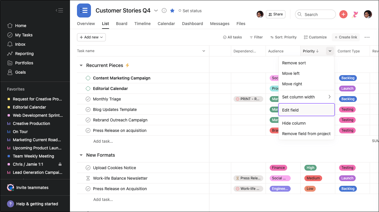 How To Create And Use Custom Fields In Asana Product Guide Asana Product Guide