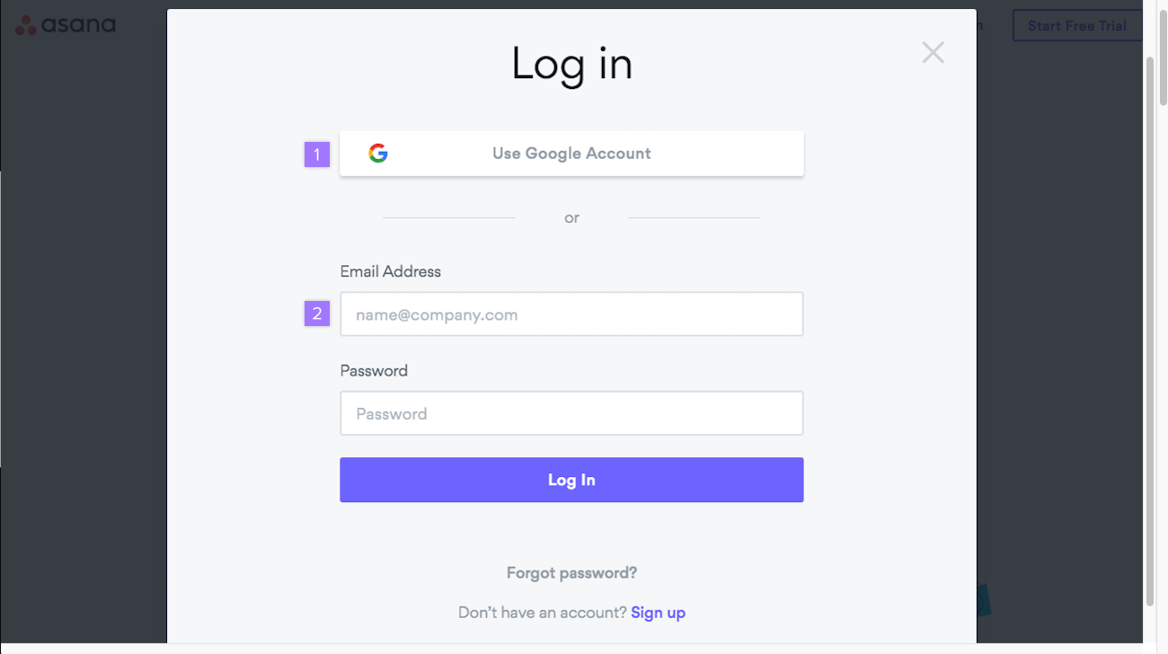 login page