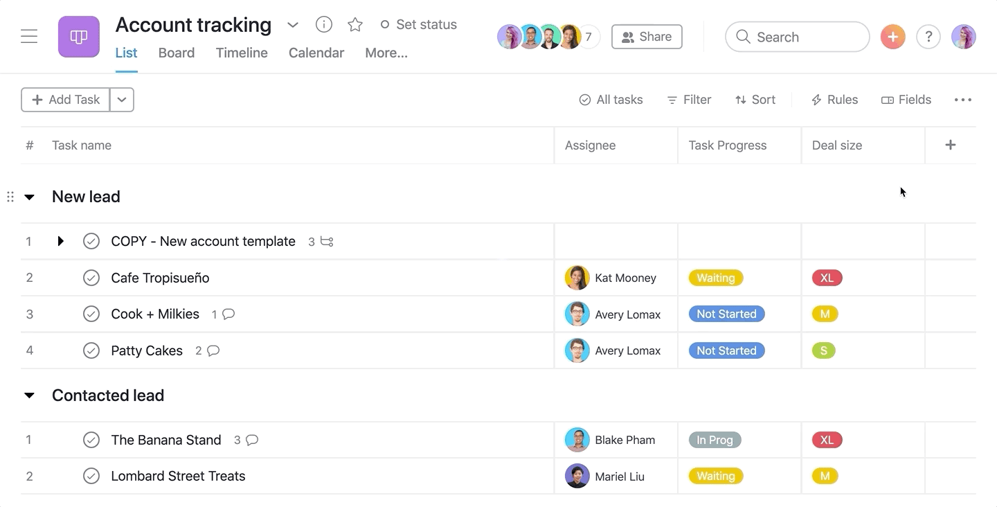 How teams managing customer accounts can plan projects in Asana