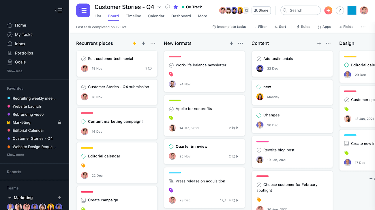 Set Up Board View For Your Project Asana Product Guide