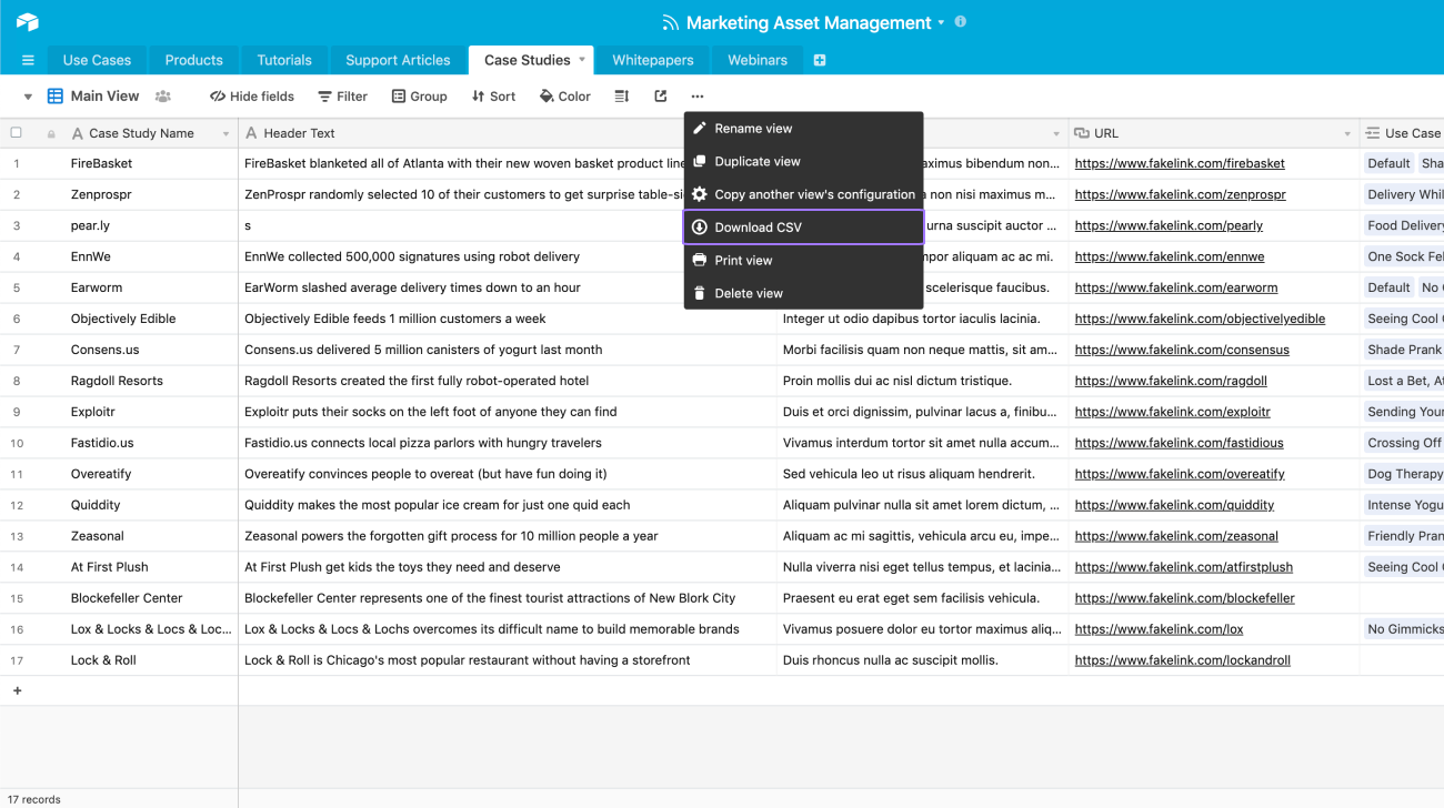 airtable export sitemap pdf