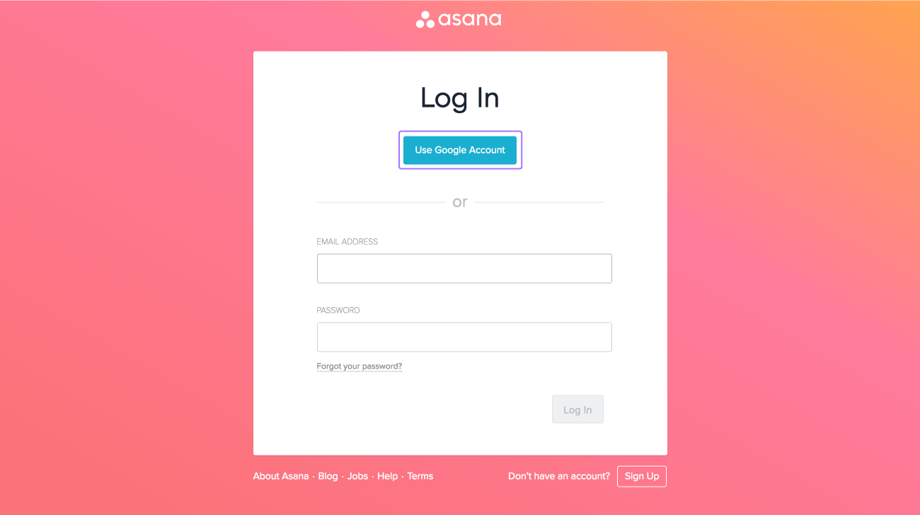 Используйте единый вход Google для безопасного и простого входа в Asana