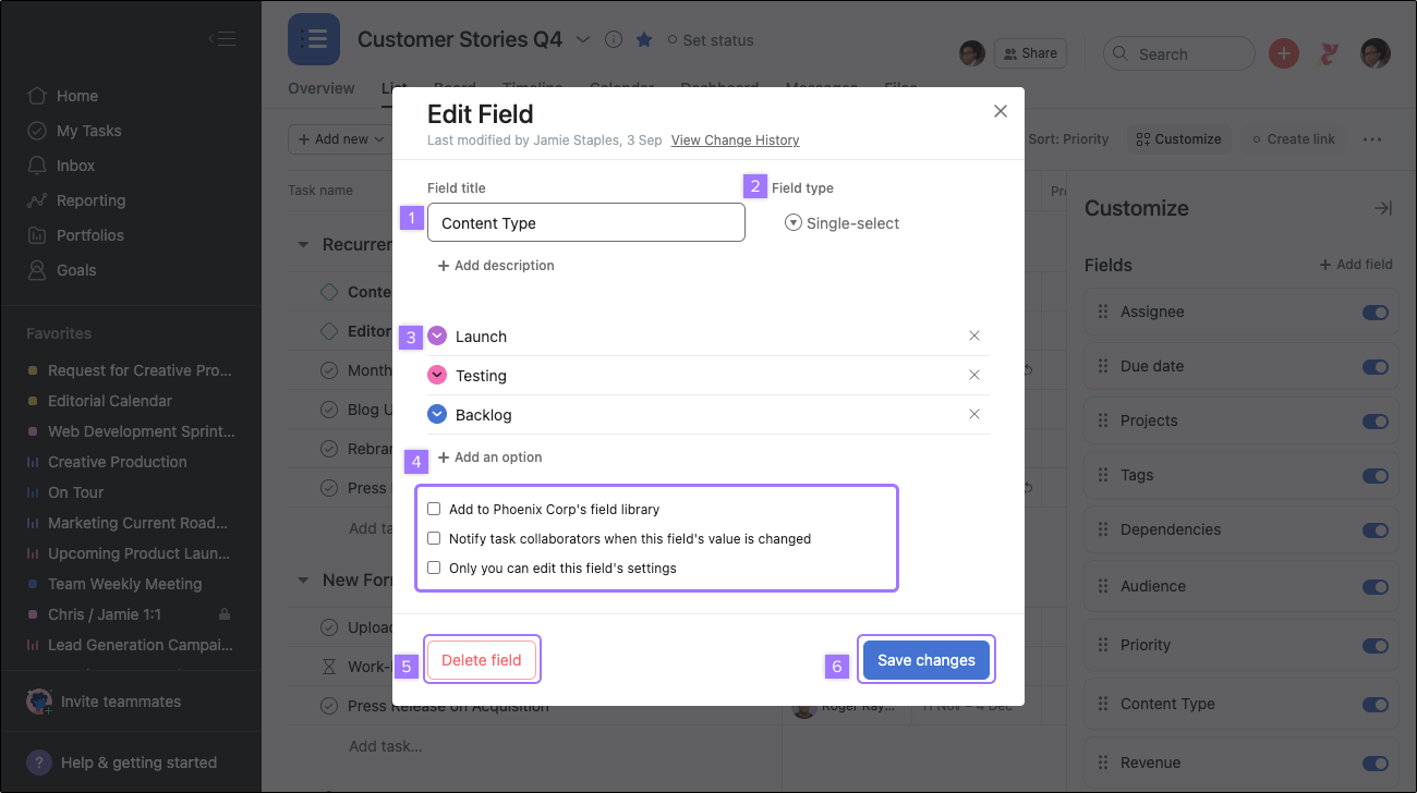 Настраиваемые поля • Руководство по продукту Asana