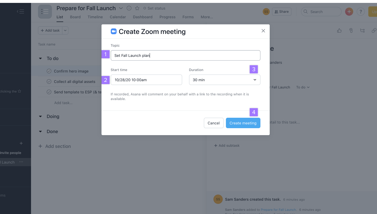 how do i create a zoom meeting id