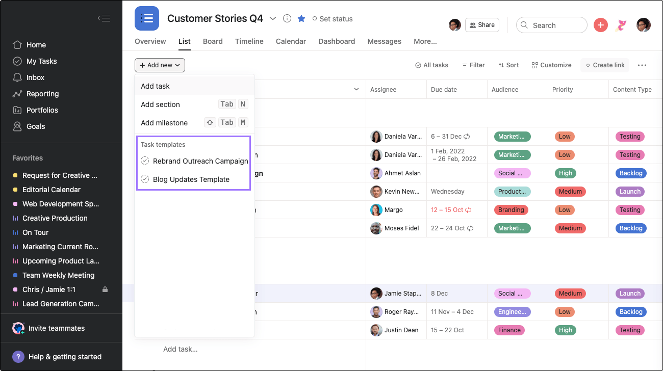 How to use task templates in Asana. • Asana Product Guide