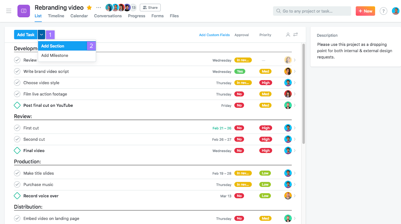 Task Template Asana