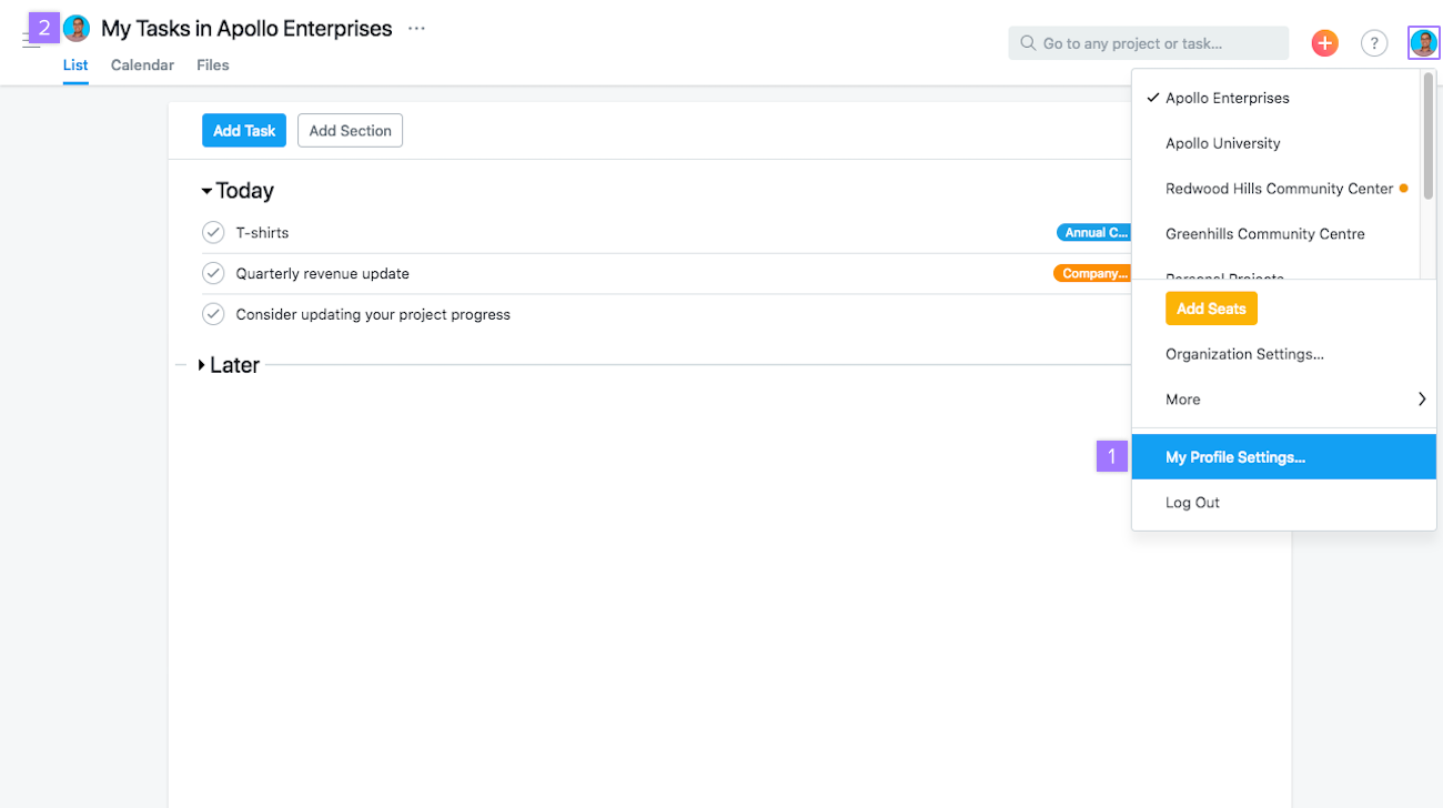 How To Control Your Profile Settings In Asana Product Guide Asana