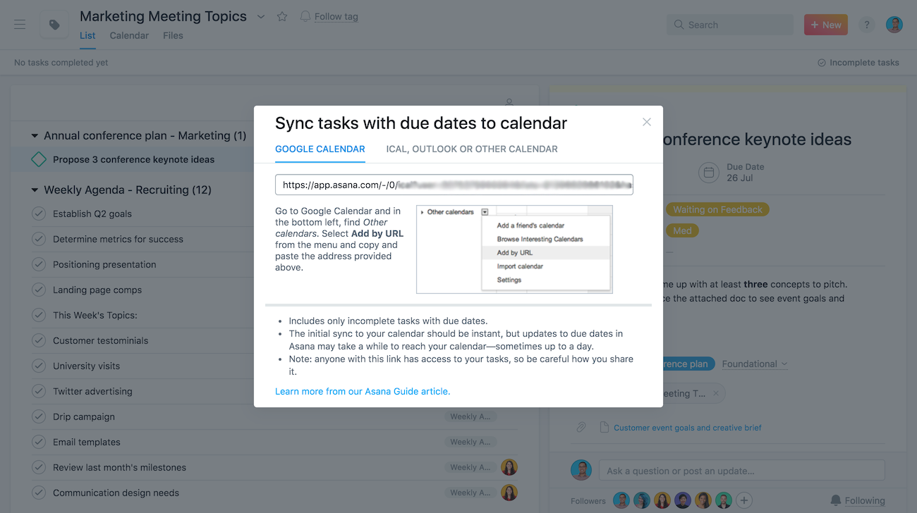 Asana Google Kalender Outlook Und Apple Synchronisieren