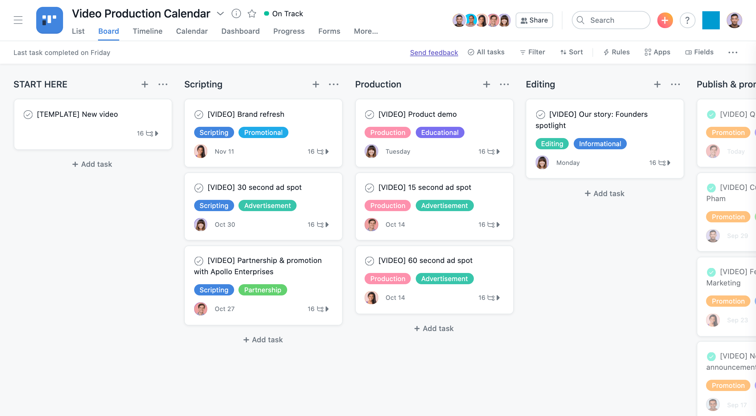 Video Production Calendar in Asana | Product guide • Asana Product Guide