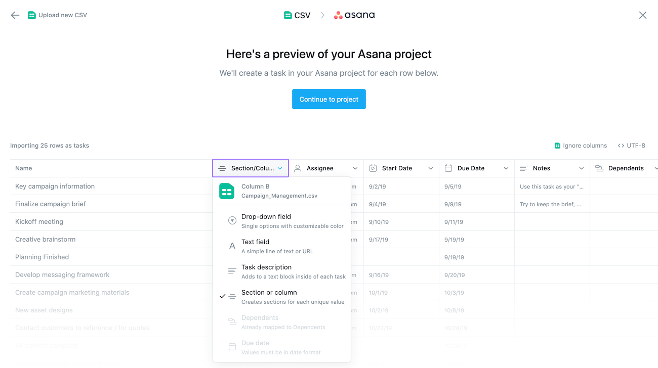 Asana Csv Template