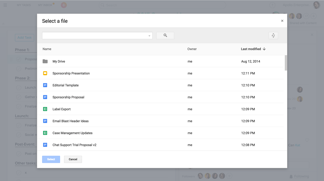 Asana Google Drive Integrated