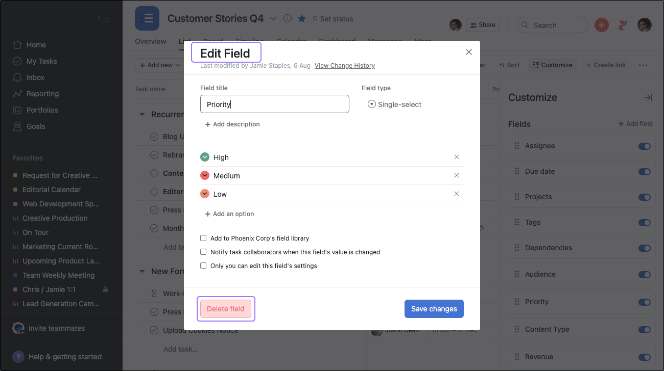 Custom field value in customer notifications