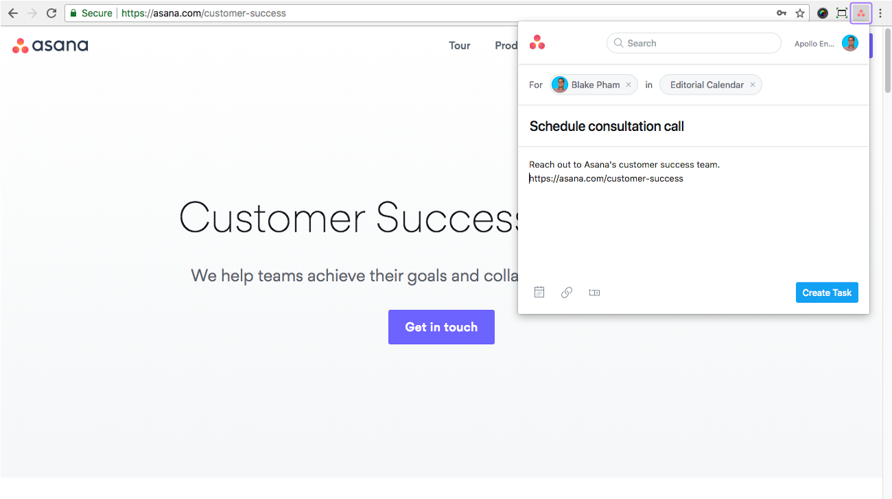 Using the Asana Chrome extension | Product guide • Asana Product Guide