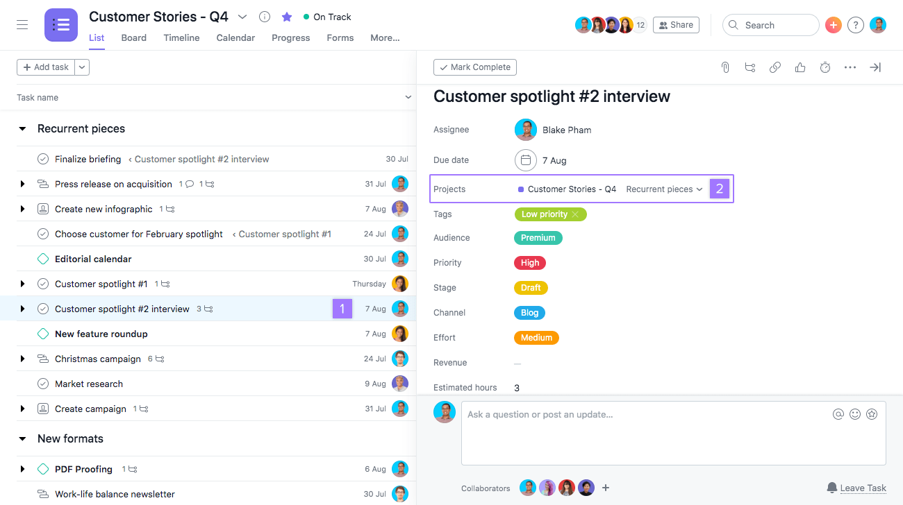 проект с подзадачей