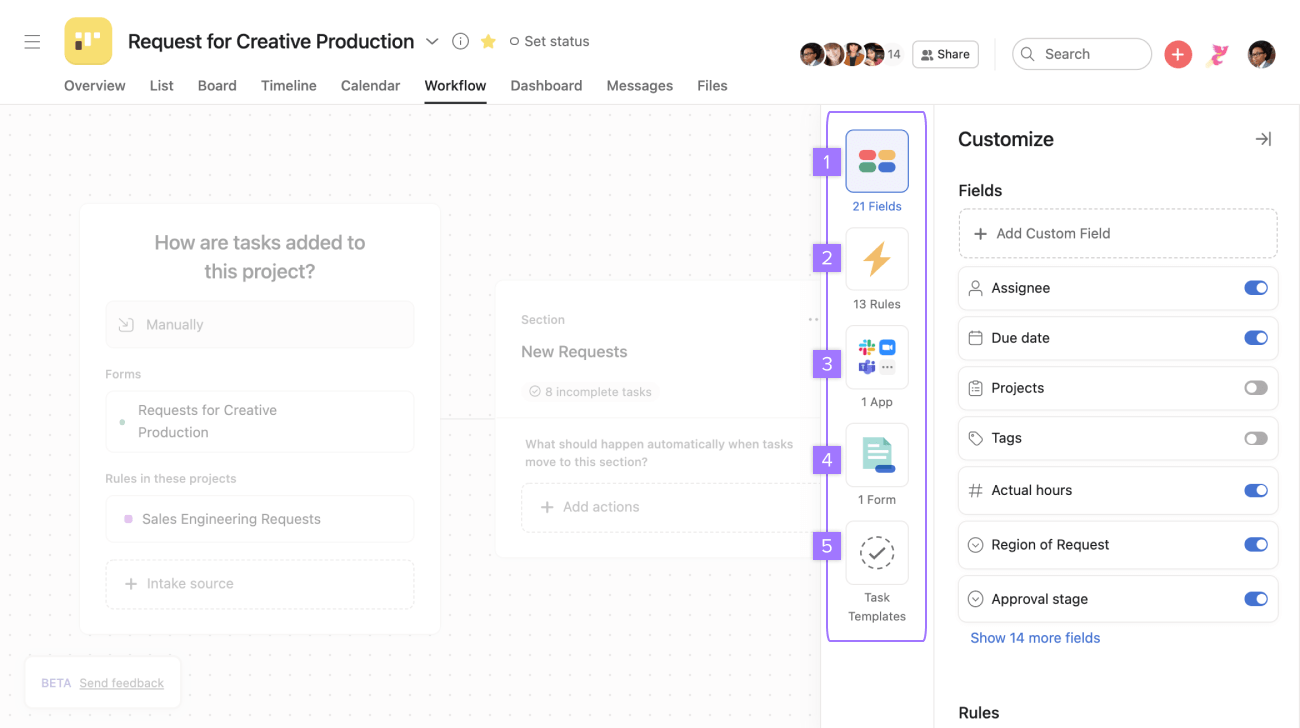 Task fields. Workflow Asana. Asana закрытие задач на мобильном телефоне. Add Global Rule.