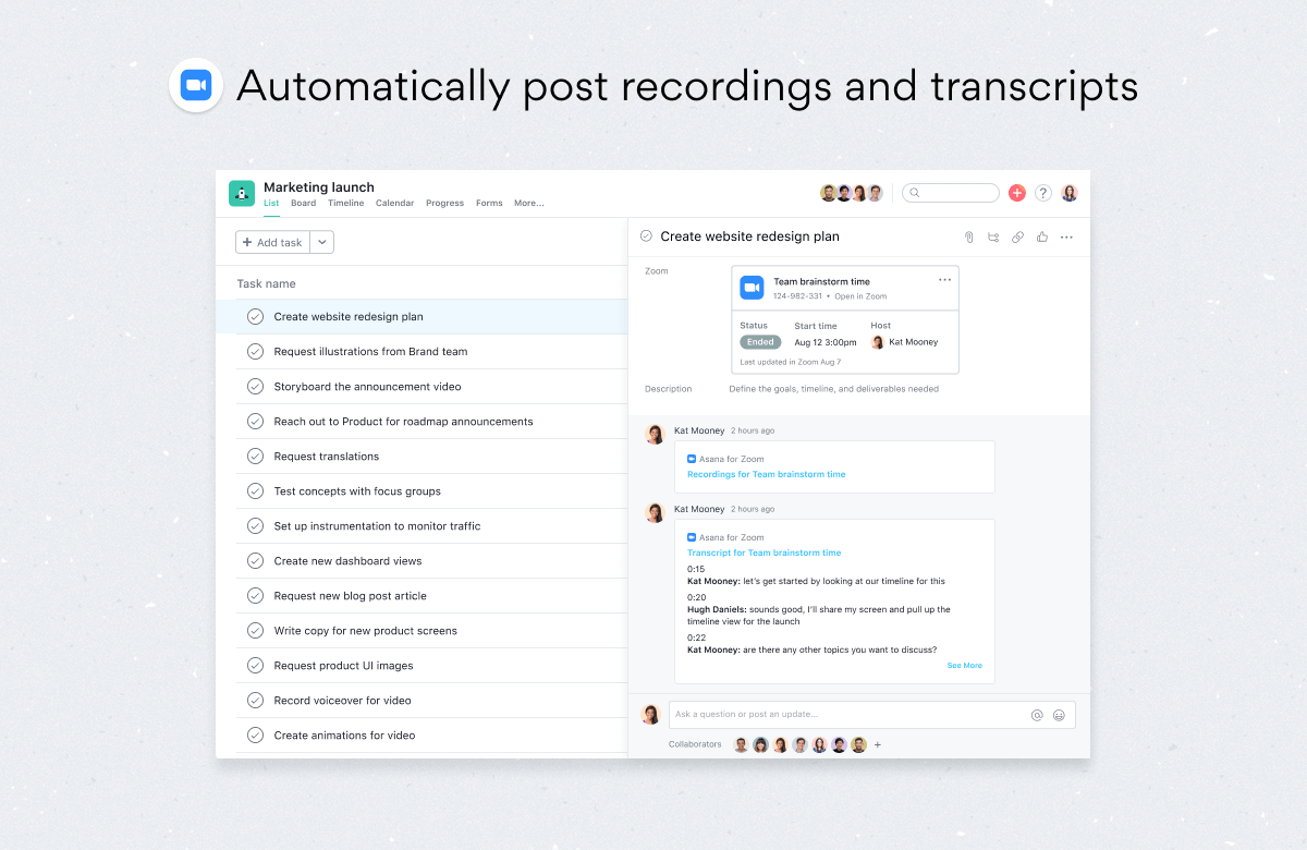 Asana + Zoom