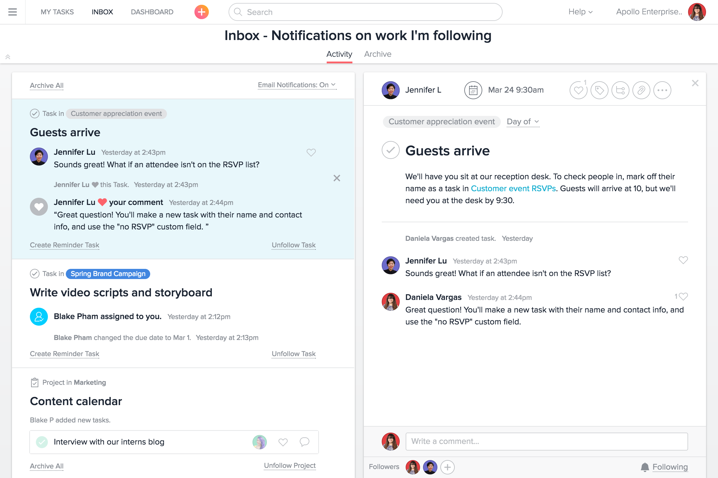Start with projects, end with checkmarks