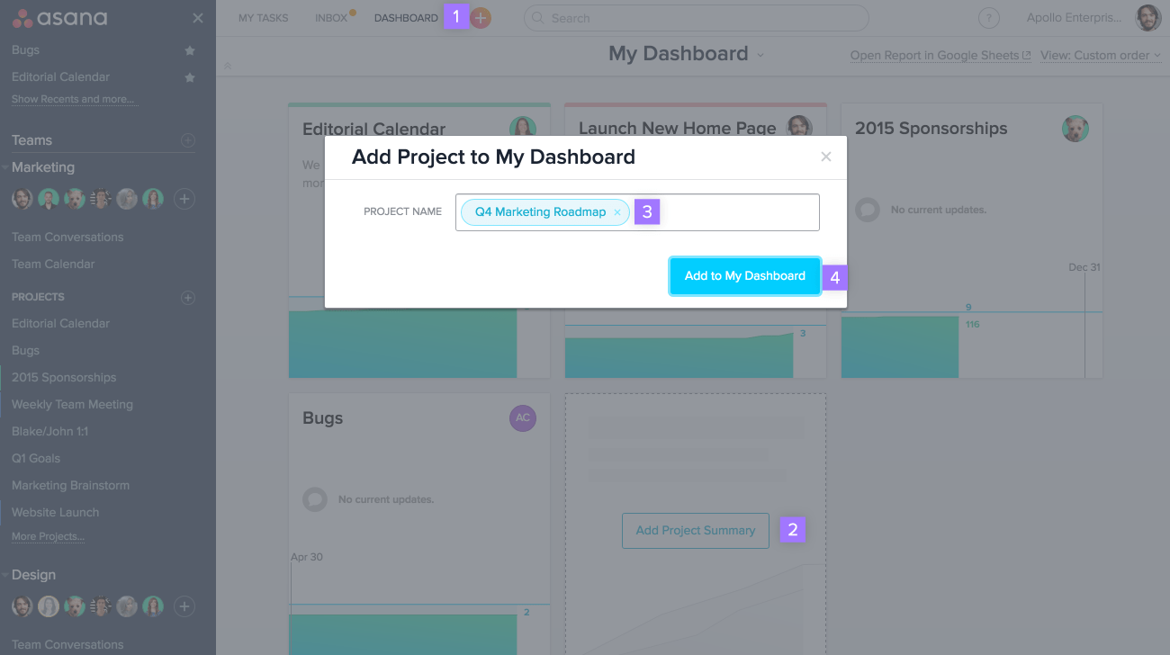 add dashboard to project