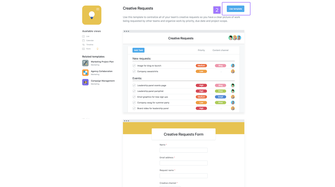 Asana-created templates • Asana