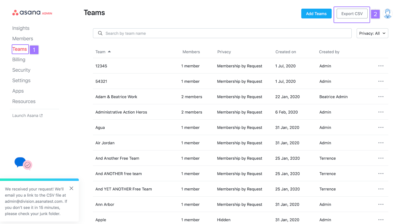 экспорт в CSV