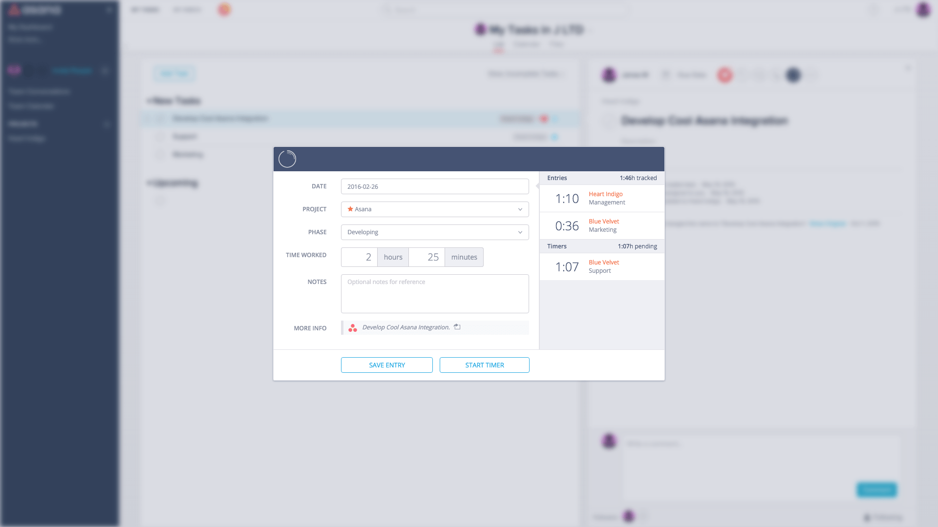 trackingtime integration with asana